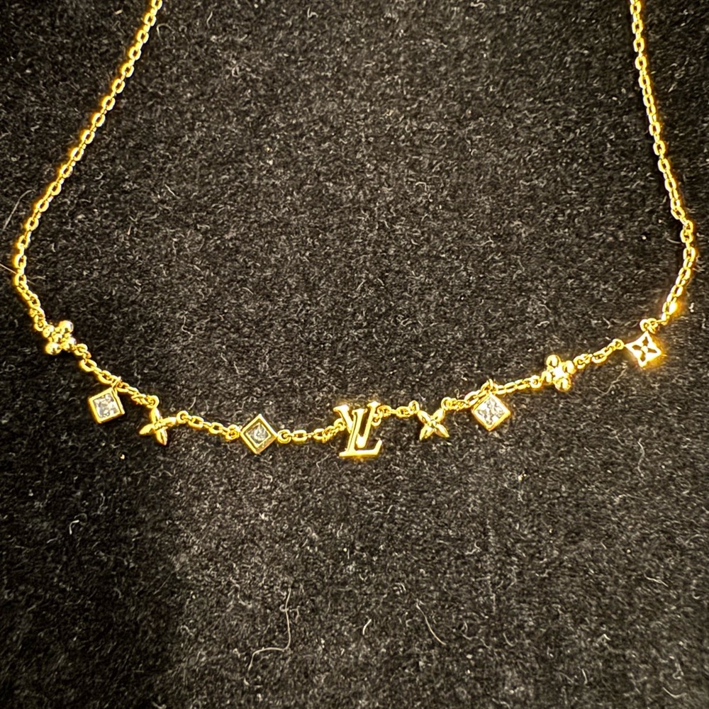 Louis Vuitton Gold Monogram Charm Necklace